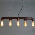 DecorBites™ Elongated Pipe Island Pendant Light - Farmhouse Metallic Fixture with 5 Heads for Dining Room