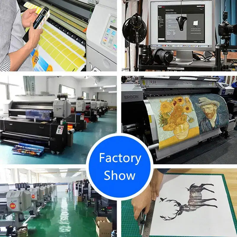 Epson large-format printer producing detailed van gogh sunflowers wall art on wide fabric for music star wall decor
