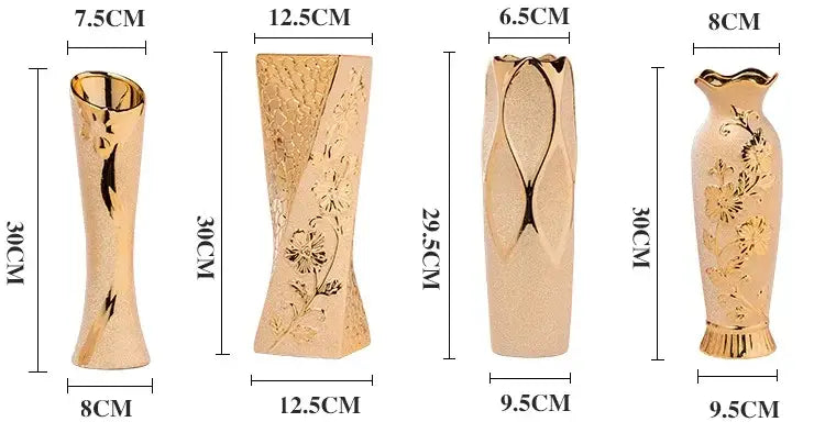DecorBites™ Europe Gold-Plated Ceramic Vase for Home Decor