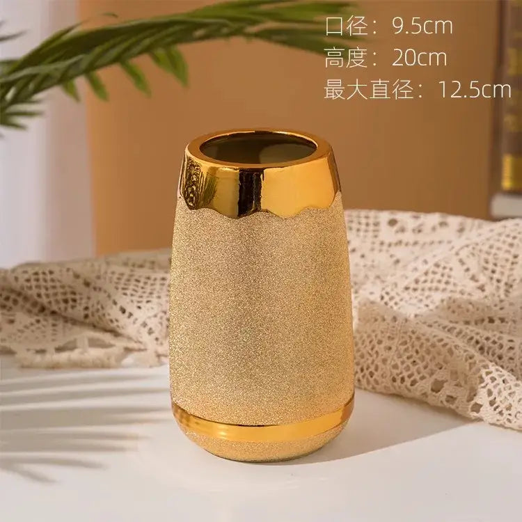 DecorBites™ Europe Gold-Plated Ceramic Vase for Home Decor