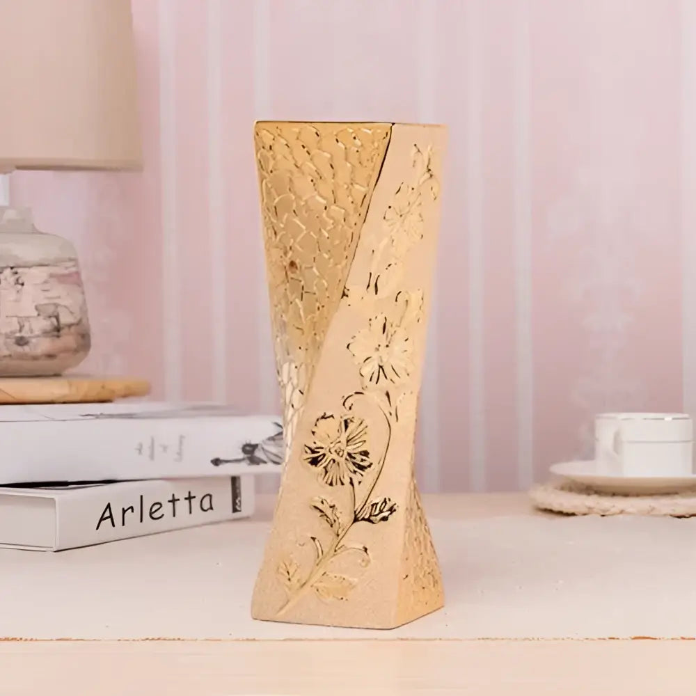 DecorBites™ Europe Gold-Plated Ceramic Vase for Home Decor