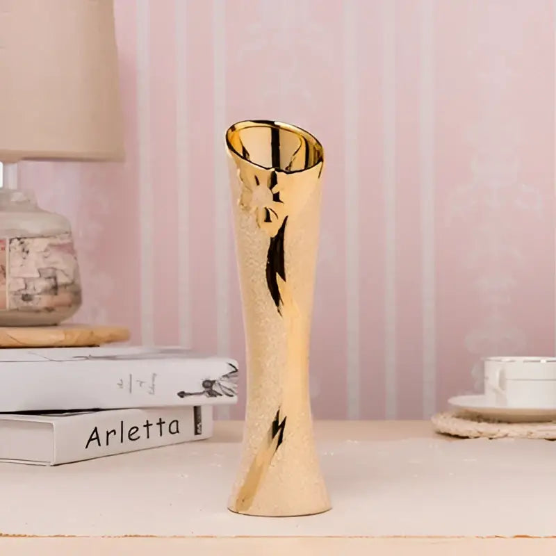 DecorBites™ Europe Gold-Plated Ceramic Vase for Home Decor