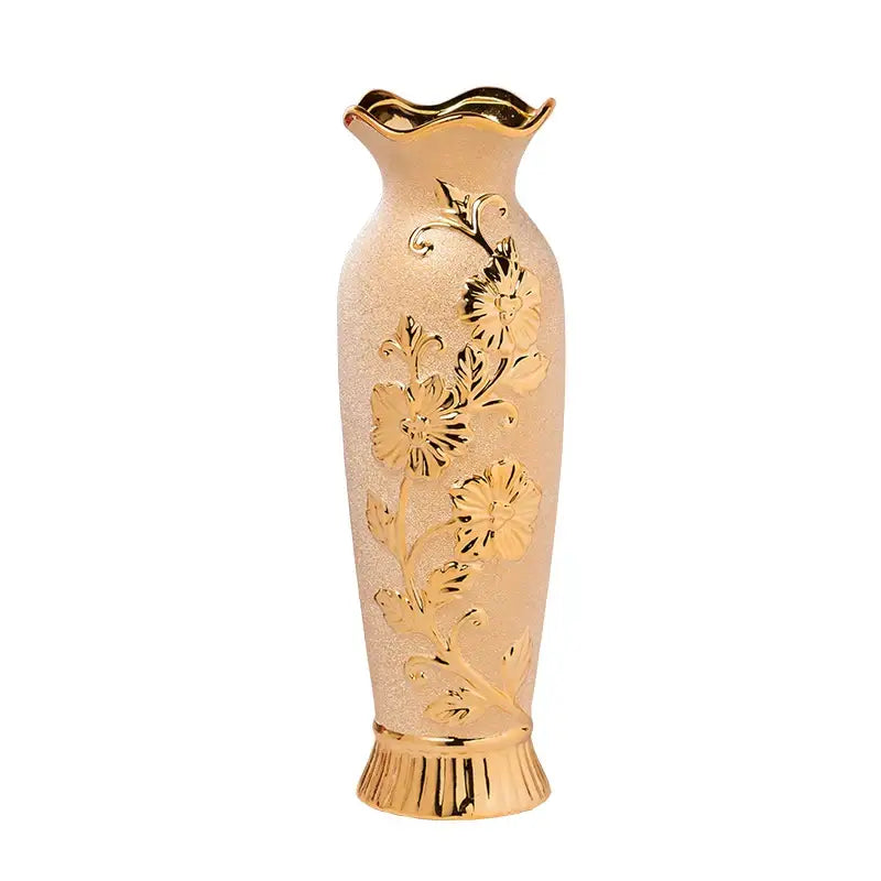 DecorBites™ Europe Gold-Plated Ceramic Vase for Home Decor