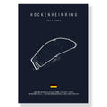 Dark blue decorbites™ f1 circuit canvas painting featuring white hockenheimring line drawing for living room decor