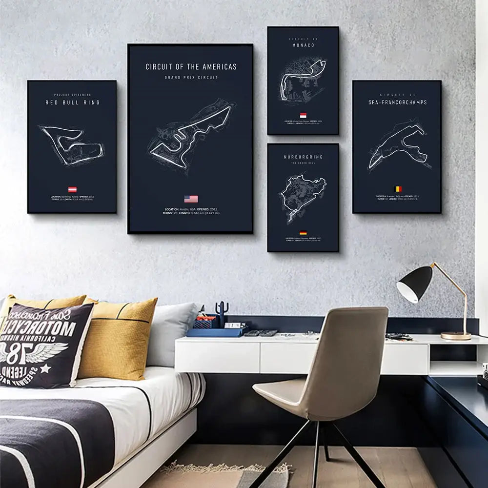 لوحة قماشية DecorBites™ F1 Circuit - فن جداري للرياضات الموتورية