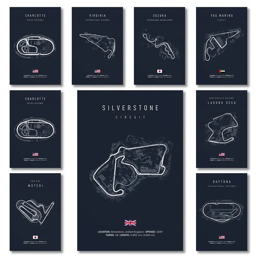 لوحة قماشية DecorBites™ F1 Circuit - فن جداري للرياضات الموتورية