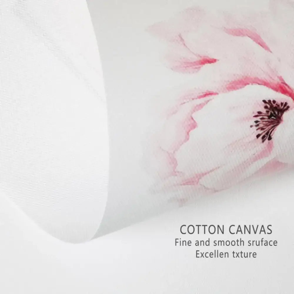 Decorbites f1 race track circuit canvas wall art with delicate pink flower design on white cotton fabric