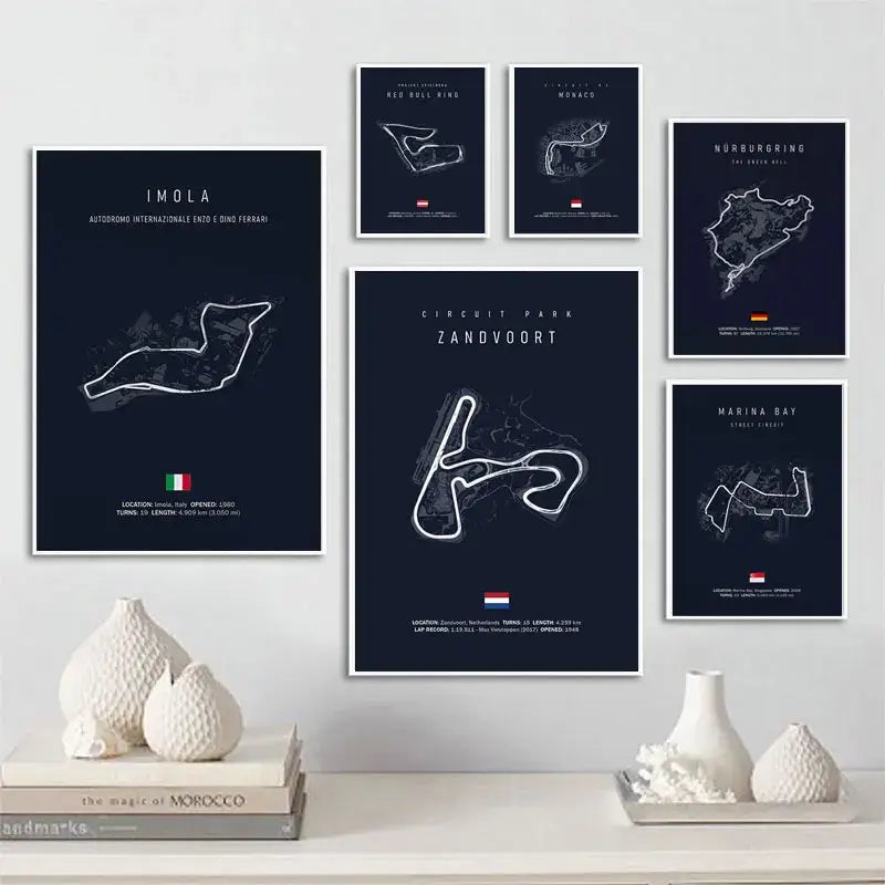 DecorBites™ F1 Race Track Circuit Canvas Wall Art