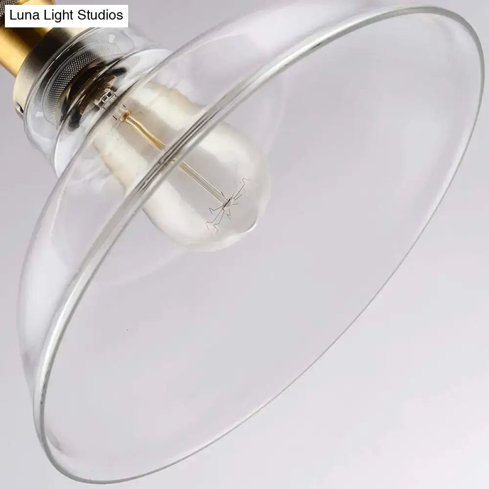 DecorBites™ Farmhouse Clear Glass Brass Pendant Light - Barn Dining Room Hanging Fixture