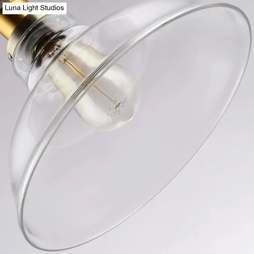 DecorBites™ Farmhouse Clear Glass Brass Pendant Light - Barn Dining Room Hanging Fixture