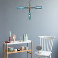 DecorBites™ Farmhouse Style Smoke Gray/Blue Bottle Ceiling Lighting - Glass Hanging Lamp (3/4/5 Lights) in Aged Silver/Black