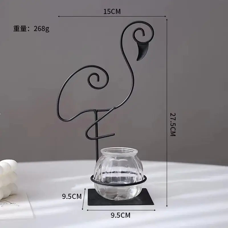 DecorBites™ Flamingo Metal Vase for Home Decor