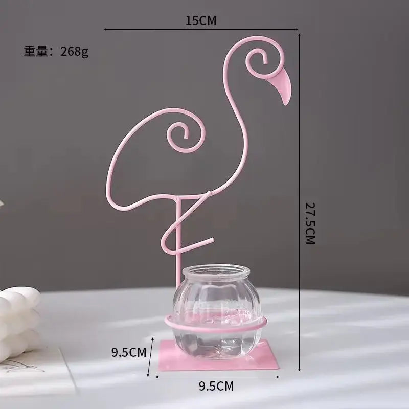 DecorBites™ Flamingo Metal Vase for Home Decor