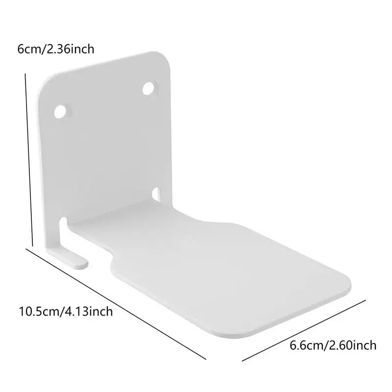 White metal wall-mounted bracket with rounded edges and pre-drilled holes for secure installation on 2pcs floating bookshelf