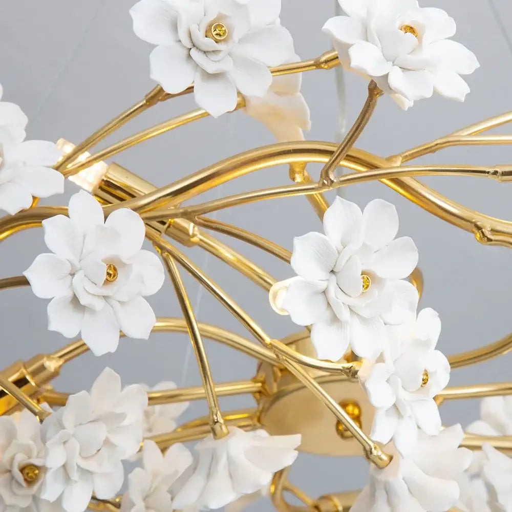 DecorBites™ Floral French White Ceramic Chandelier - Romantic Home Décor