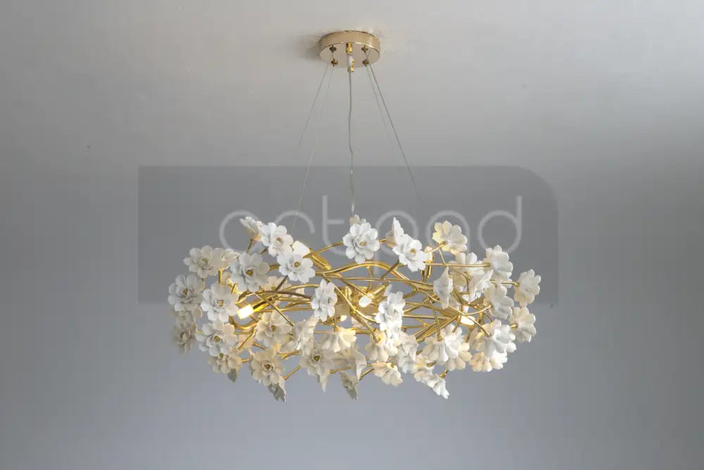 DecorBites™ Floral French White Ceramic Chandelier - Romantic Home Décor