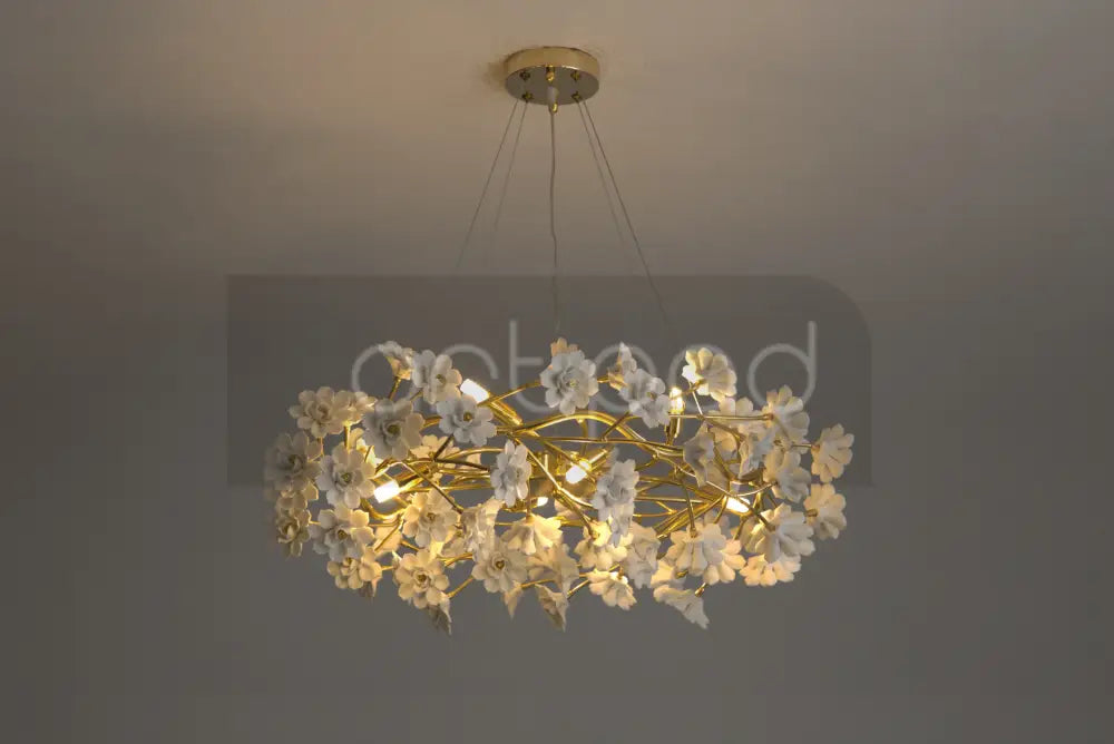 DecorBites™ Floral French White Ceramic Chandelier - Romantic Home Décor