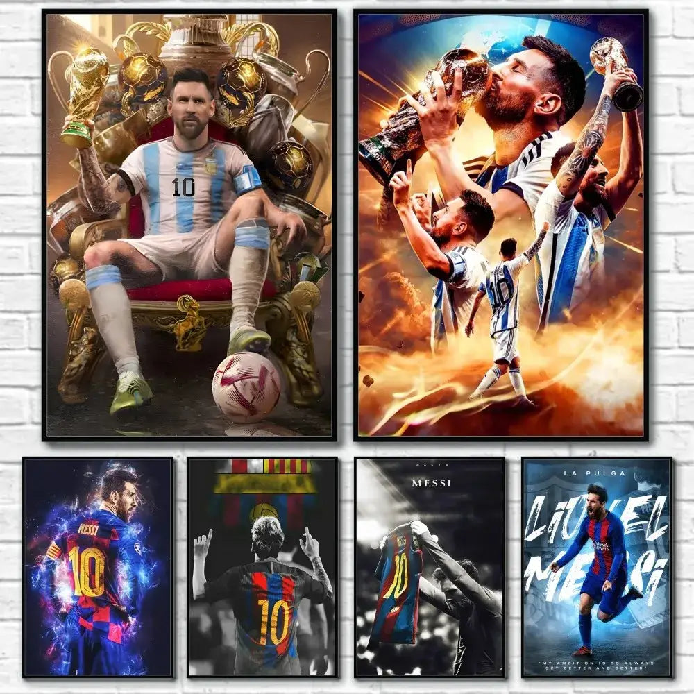 DecorBites™ Football Star M-Messi Poster for Home Decor