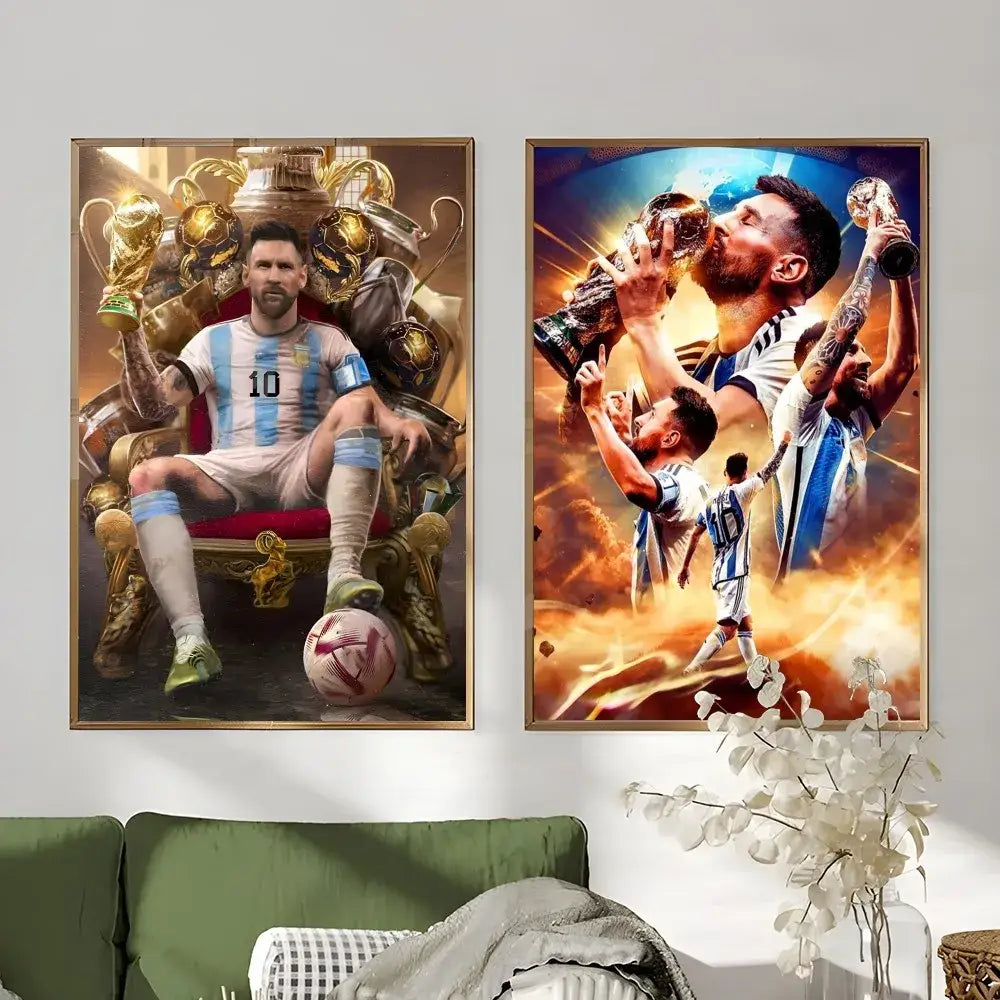 DecorBites™ Football Star M-Messi Poster for Home Decor