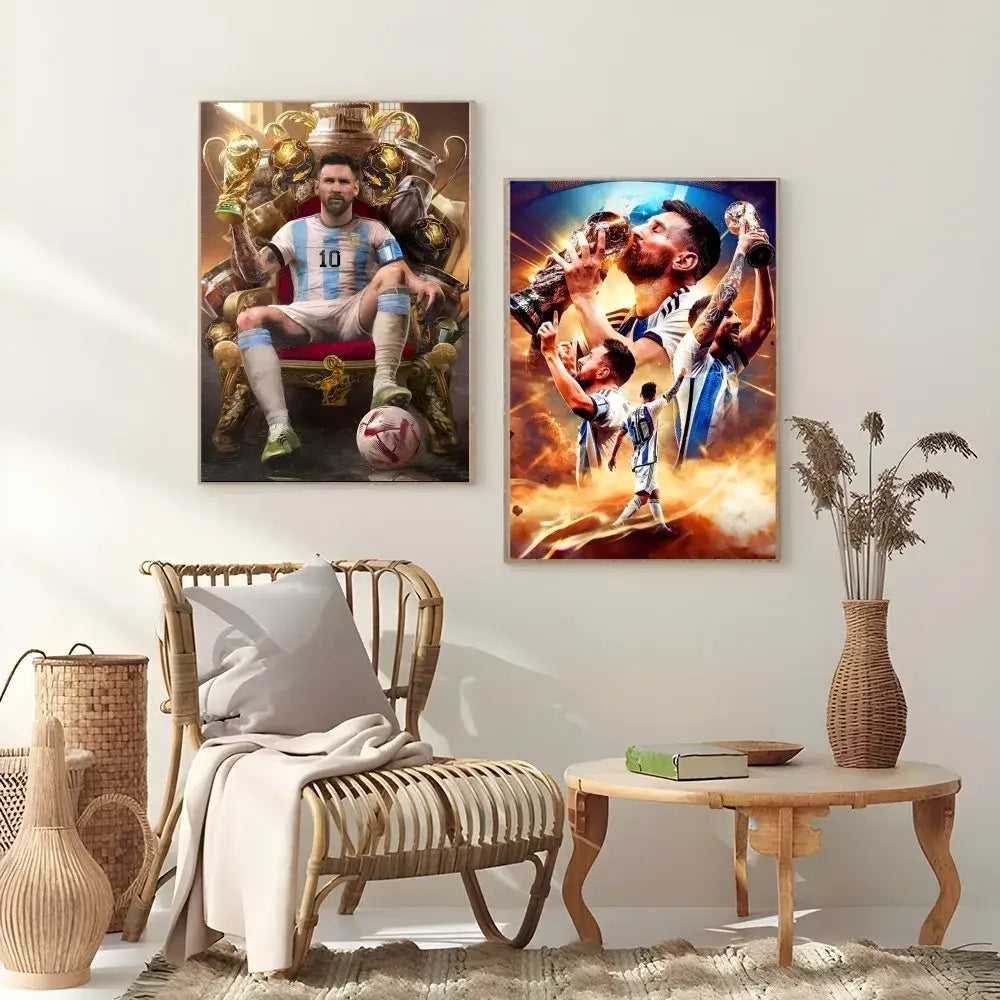 DecorBites™ Football Star M-Messi Poster for Home Decor