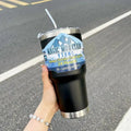 DecorBites™ Bouteille thermos à paille en acier inoxydable de 887 ml - Tasse Montagne de glace