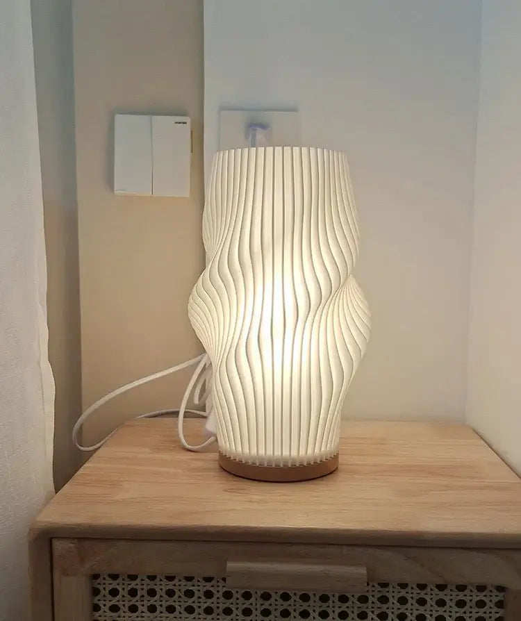 DecorBites™ French cream style 3D desk lamp ins internet red pleated bedroom bedside lamp study coffee shop card seat atmosphere lamp