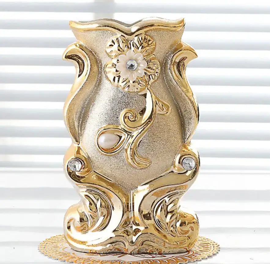 DecorBites™ Frosted Porcelain Flower Vase for Home Decor