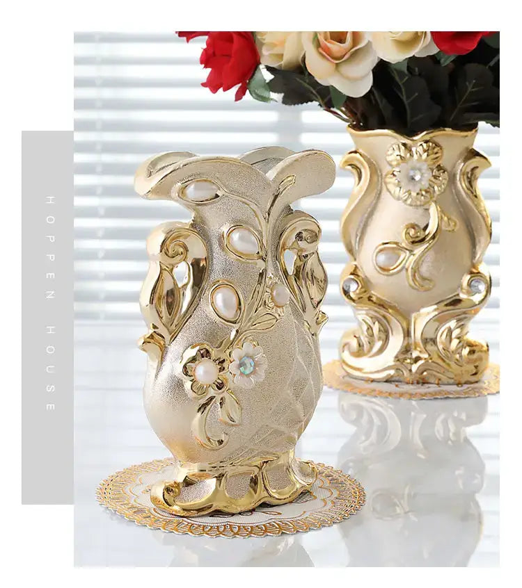 DecorBites™ Frosted Porcelain Flower Vase for Home Decor