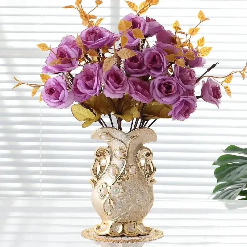 DecorBites™ Frosted Porcelain Flower Vase for Home Decor