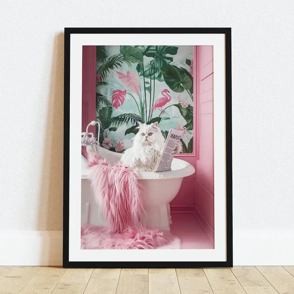 DecorBites™ Fun Cat Reading on Toilet Canvas Wall Art