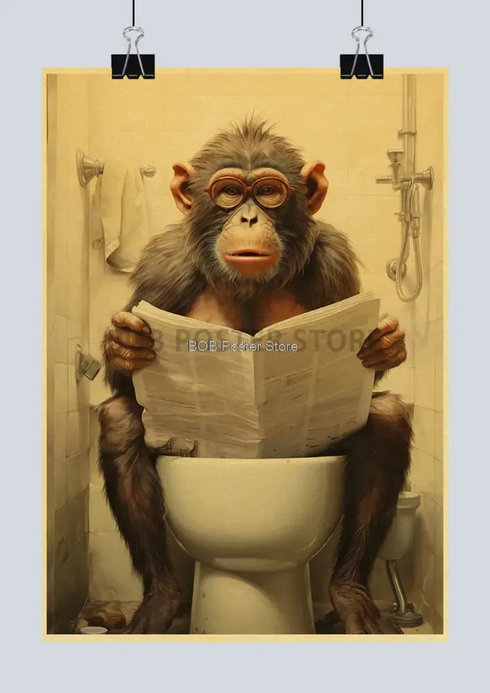 DecorBites™ Funny Animal Bathroom Poster for DIY Home Decor