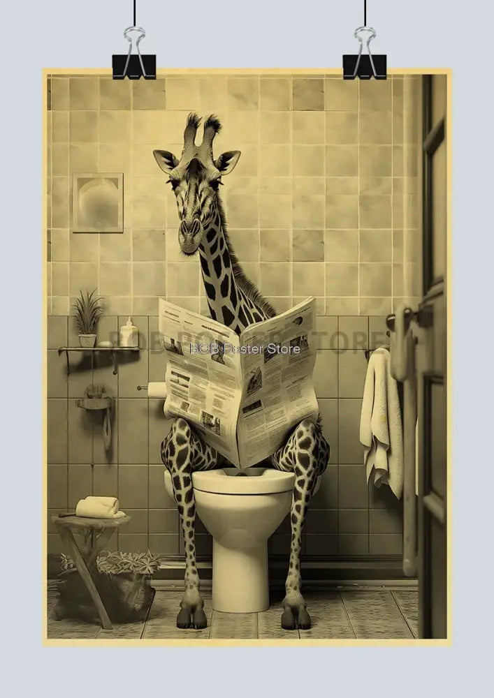 DecorBites™ Funny Animal Bathroom Poster for DIY Home Decor
