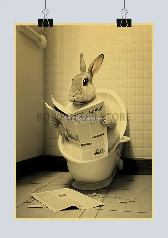 DecorBites™ Funny Animal Bathroom Poster for DIY Home Decor