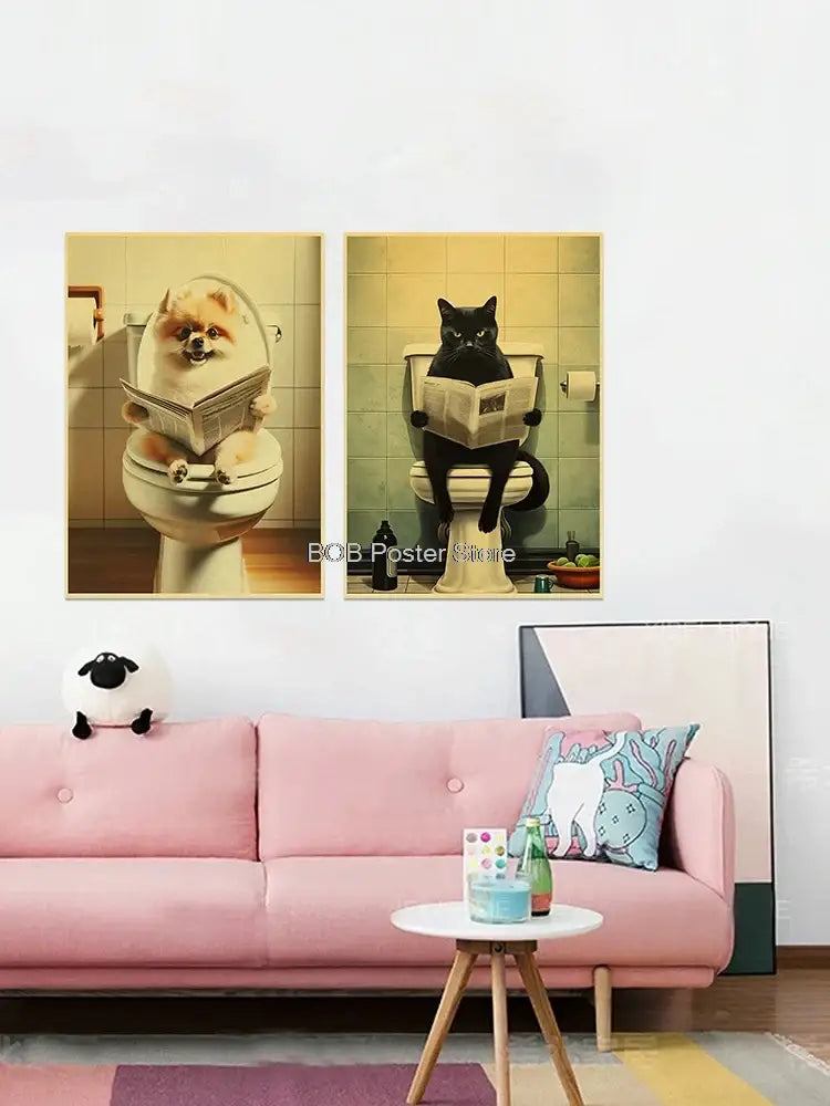 DecorBites™ Funny Animal Bathroom Poster for DIY Home Decor