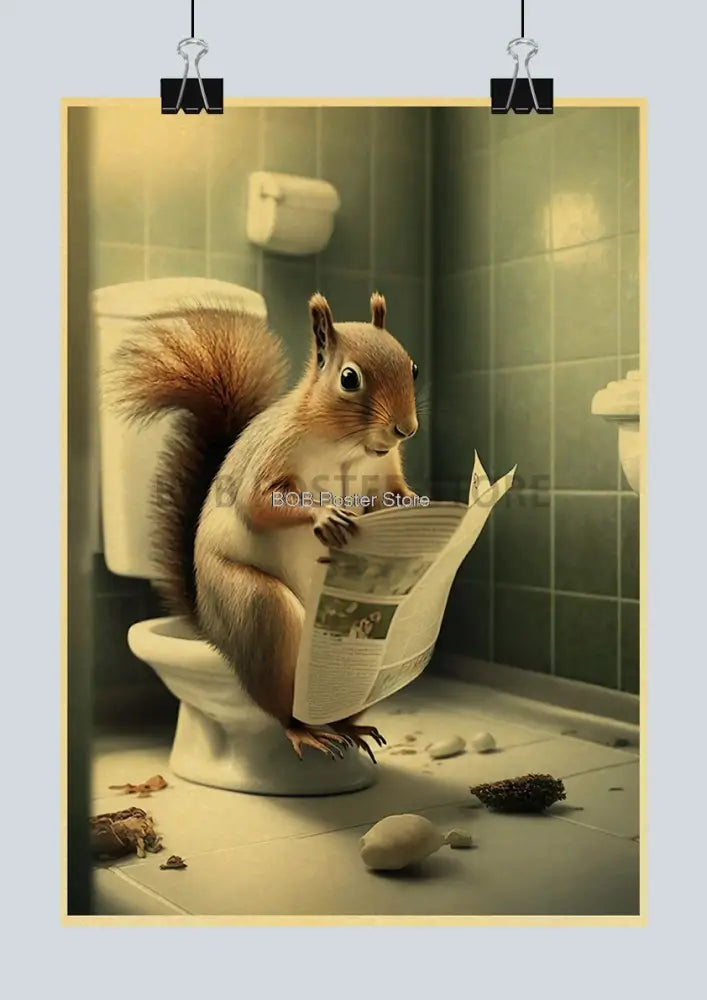 DecorBites™ Funny Animal Bathroom Poster for DIY Home Decor