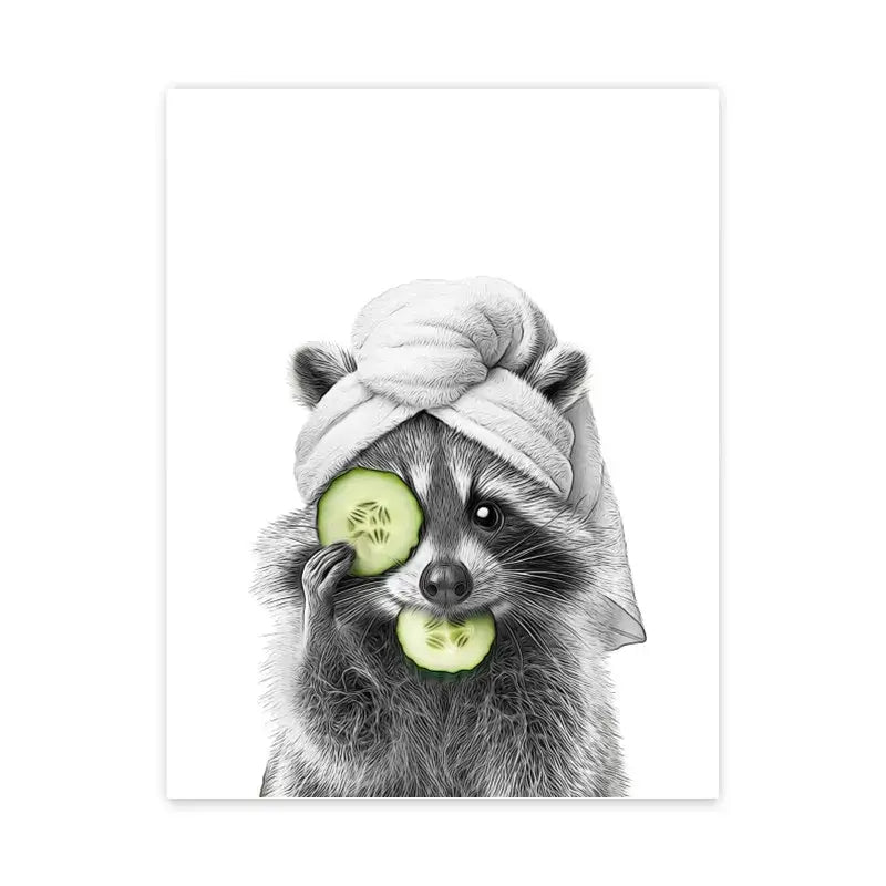 DecorBites™ Funny Animal Bathroom Poster, Wall Art Canvas
