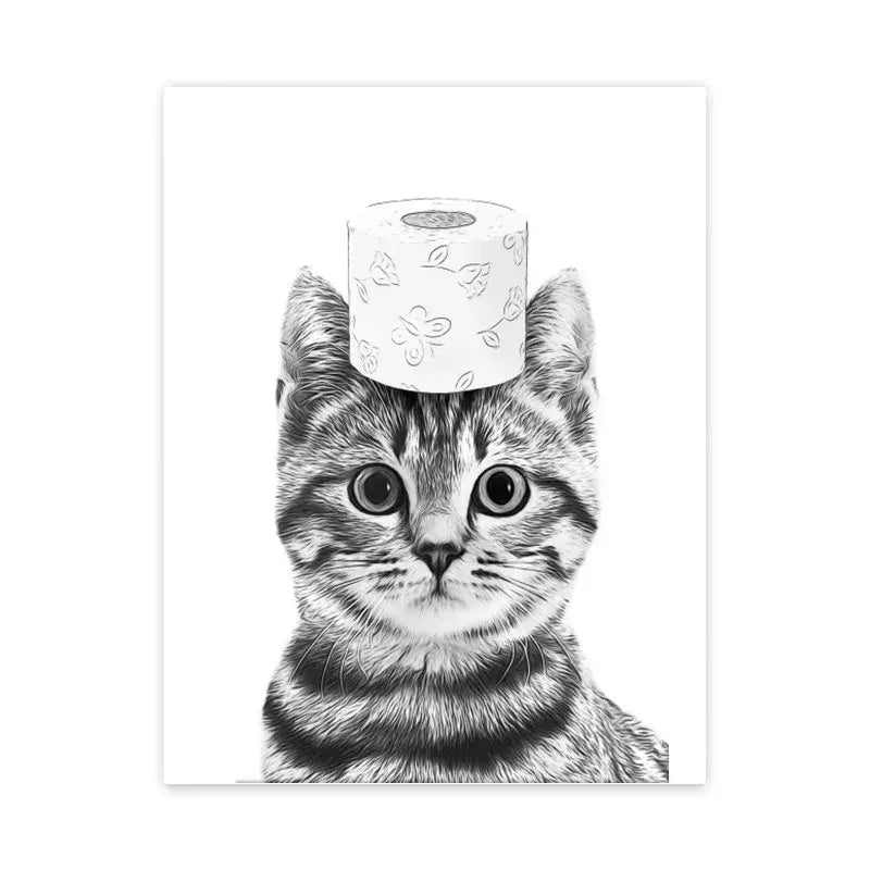 DecorBites™ Funny Animal Bathroom Wall Art Canvas Print