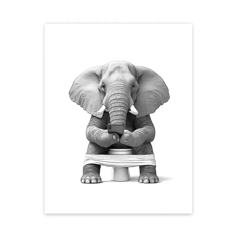 DecorBites™ Funny Animal Bathroom Wall Art Canvas Print