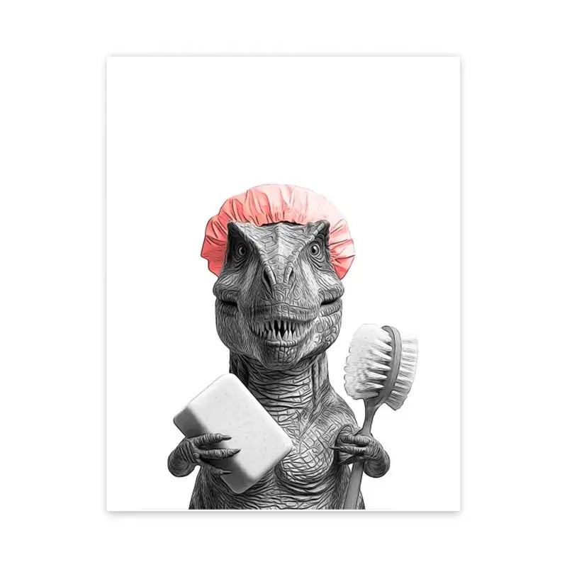 DecorBites™ Funny Animal Bathroom Wall Art Canvas Print