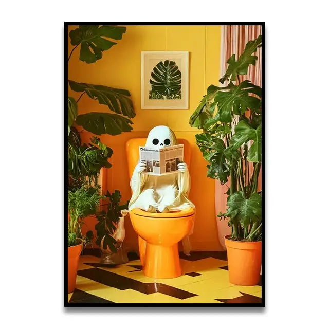 DecorBites™ Funny Cat Bathroom Canvas Wall Art