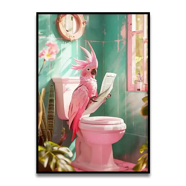 DecorBites™ Funny Cat Bathroom Wall Art Print
