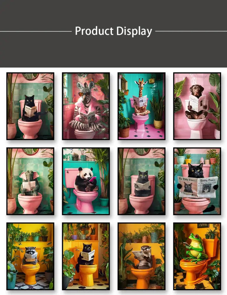 DecorBites™ طباعة فنية جدارية مضحكة لقطط الحمام