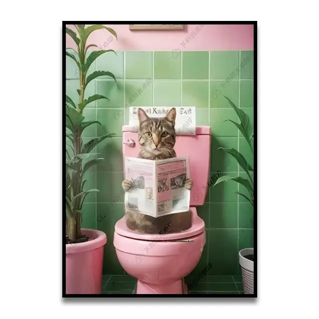 DecorBites™ Funny Cat Reading Canvas Wall Art