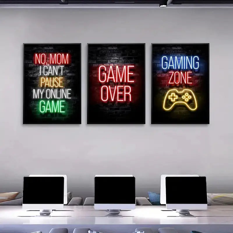 DecorBites™ Gamer Room Decor Set - Graffiti Gamepad Canvas Prints