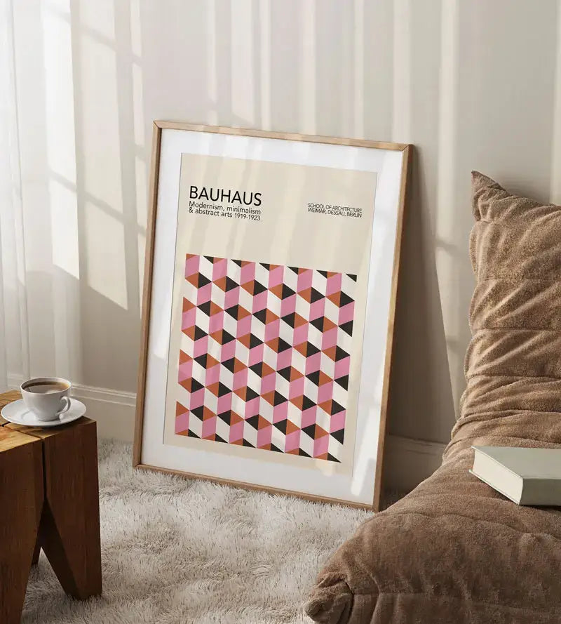 DecorBites™ Geometric Bauhaus Canvas Poster - Retro Mid Century Decor