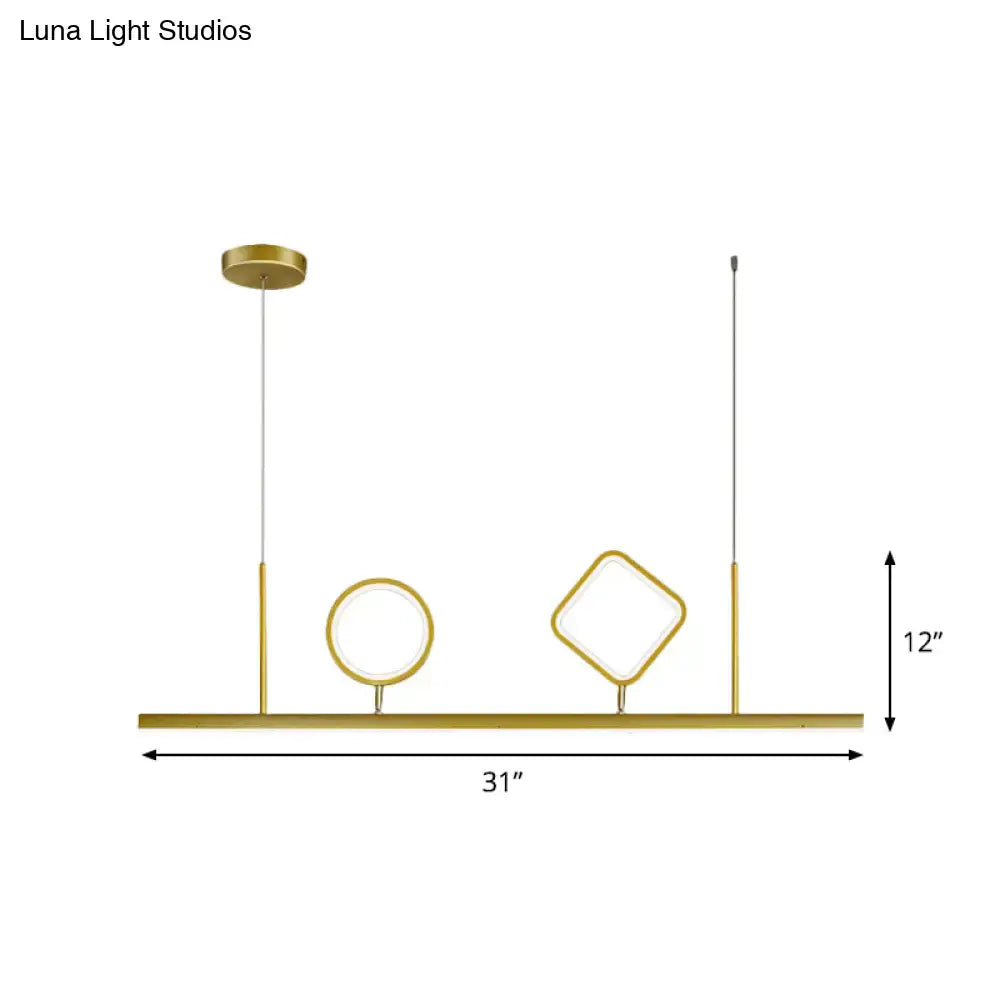 DecorBites™ Geometric Island Pendant LED Ceiling Fixture in Gold with Warm/White Light - Minimalist Design