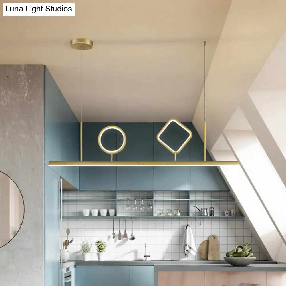 DecorBites™ Geometric Island Pendant LED Ceiling Fixture in Gold with Warm/White Light - Minimalist Design