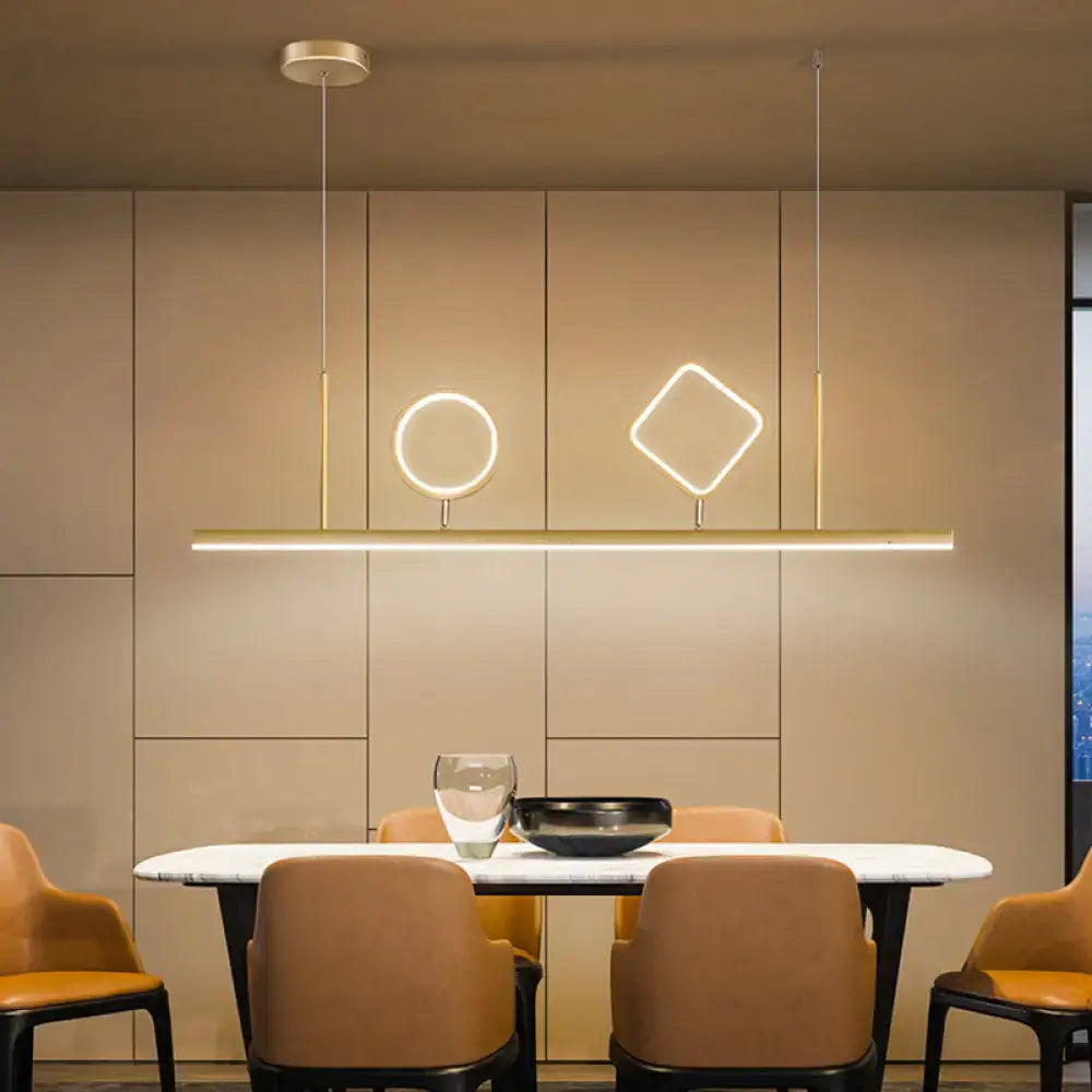 DecorBites™ Geometric Island Pendant LED Ceiling Fixture in Gold with Warm/White Light - Minimalist Design