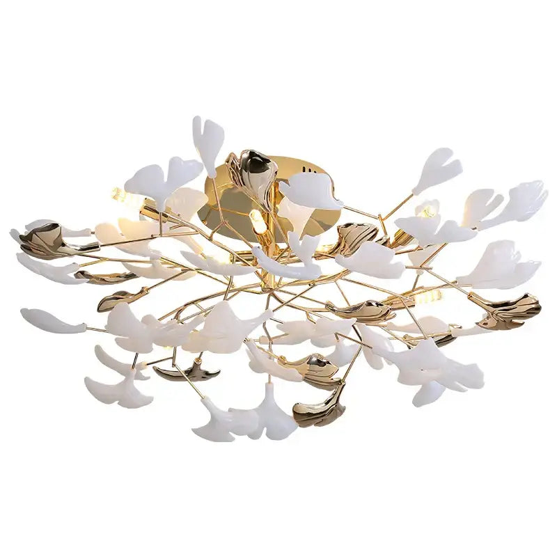 DecorBites™ Ginkgo Leaf Bedroom Lamp: Post-modern Minimalist Art Ceiling Light, Elegant and Romantic