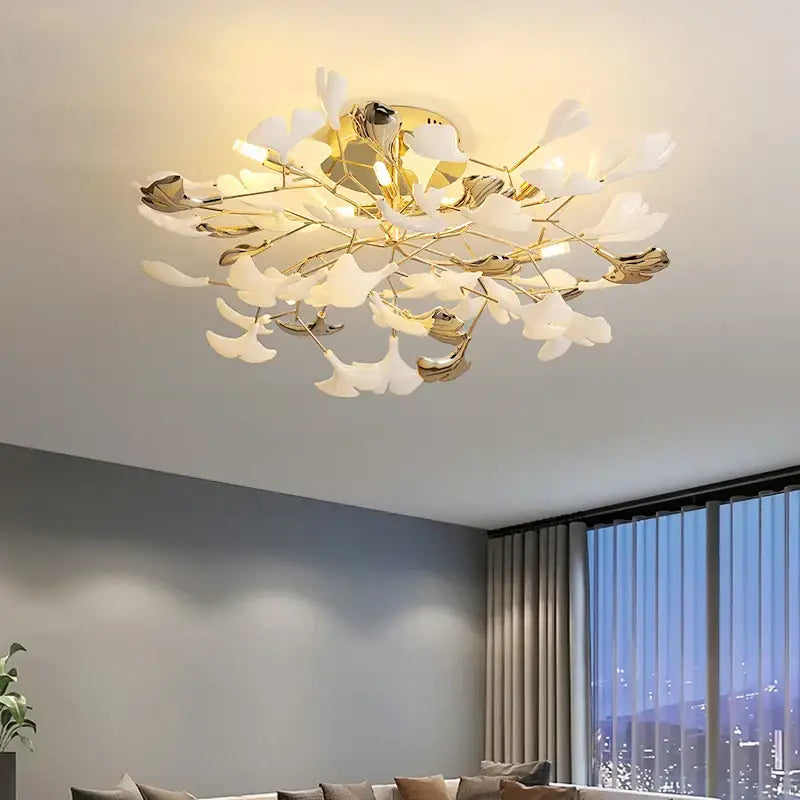 DecorBites™ Ginkgo Leaf Bedroom Lamp: Post-modern Minimalist Art Ceiling Light, Elegant and Romantic